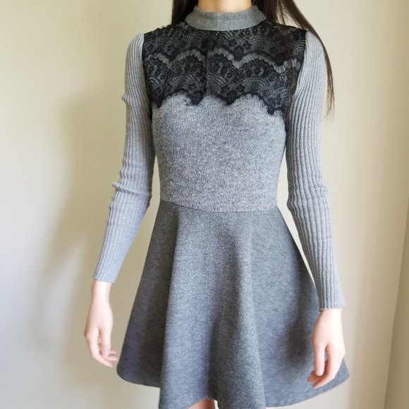 Gray Black Lace Dress - Picture 1 of 4